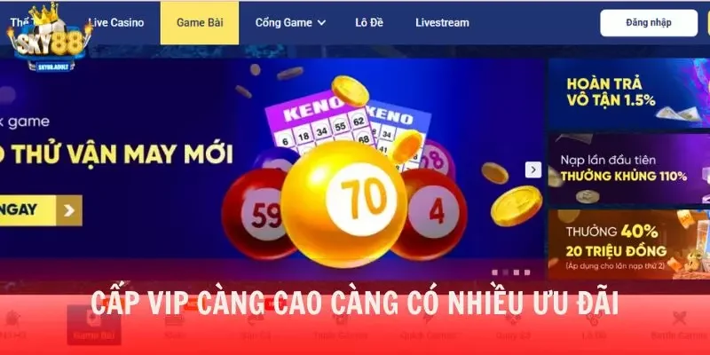 Cấp VIP càng cao càng có nhiều ưu đãi